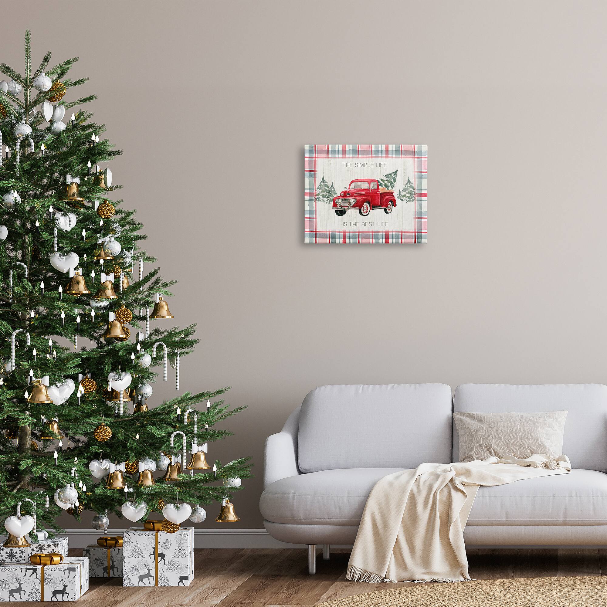 Stupell Industries Simple Life Is Best Plaid Truck Canvas Wall Art